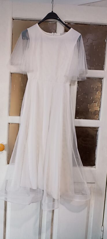 платье белые: Вечернее платье, Длинная модель, XL (EU 42)