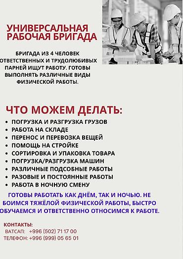 Ар түрдүү жумуштарды жасаган жумушчулар: Универсальная рабочая бригада из 4 человек для выполнения различных — 1