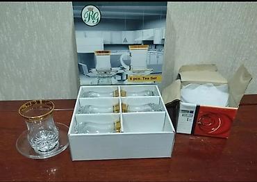 Qab-qacaq və mətbəx ləvazimatları: Çay dəsti, rəng - Qızılı, Şüşə, 6 nəfərlik — 4