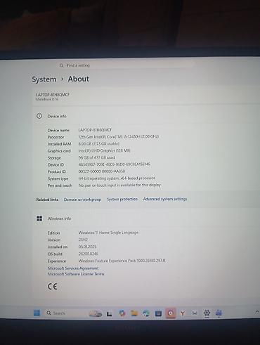 huawei matebook d15: Huawei MateBook D 16 noutbuku Texniki göstəricilər: - Ekran: 16" — 1
