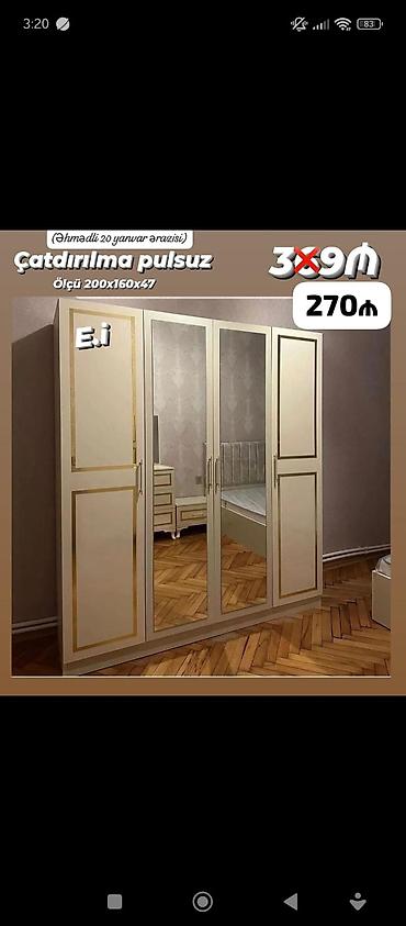 qapi demir qapi seyf qapi: Yeni, 4 qapılı, Güzgülü, Taxta, Açılan, Düz dolab — 6