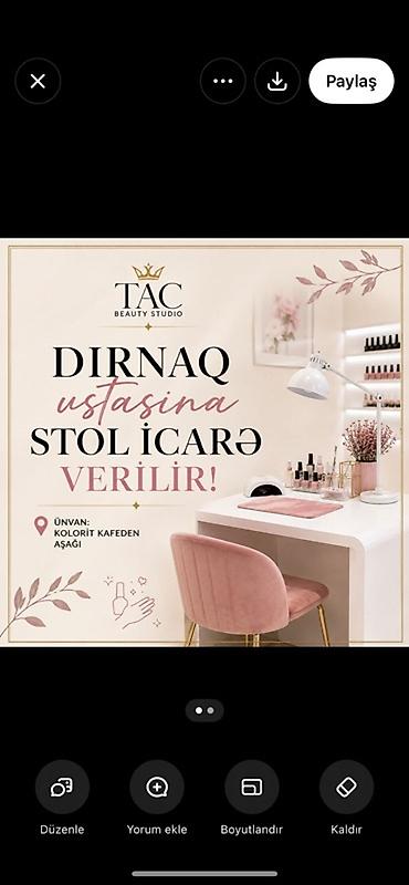 baki naftalan taksi: Dırnaq ustası tələb olunur, Yerin icarəsi, 1-2 illik təcrübə — 1