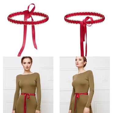 дубайский шелк: Ремень Пояс красный для платье  Дополнительная информация красный;