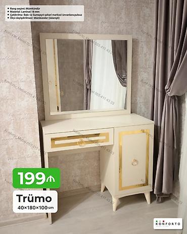 termo mebel: Trümo – 40×180×100 sm - Klassik-dizaynlı makiyaj masası və iri güzgü — 1