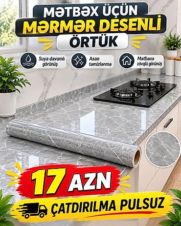 masa usdu kapter: Mətbəx üçün mərmər desenli örtük - Suya davamlı görüntü - Asan — 1