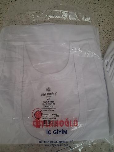 mayka türkçe: Ceylanoğlu kişi atletı – pambıq, ağ rəng packayla satlir 6 ededlidir — 2