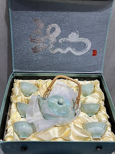 cay: Çay dəsti, rəng - Yaşıl, Keramika, 6 nəfərlik — 1