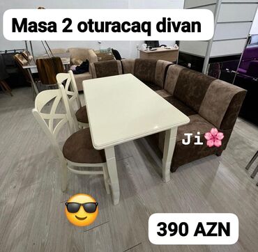 2 ci əl masa: Künc divan və masa desti