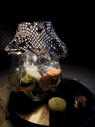 suni bitki: Dekorativ şüşə kompozisiya – işıqlı miniatür “terrarium” lampası - — 3