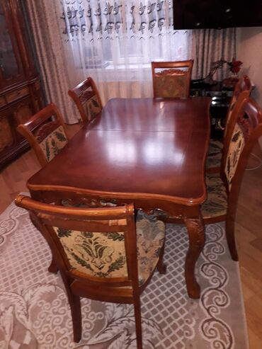 stol stul destleri qiymetleri ucuz: Qonaq otağı üçün, İşlənmiş, Açılan, Oval masa, 6 stul, Malayziya