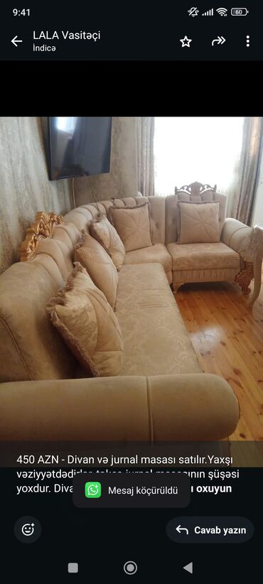 Kreslolar: Künc divan, İşlənmiş