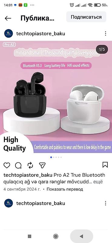 mini notebook: Pro A2 True Bluetooth qulaqlıq. - Bluetooth 5.3 bağlantı: sürətli — 1