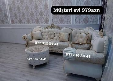 kohnə divan kreslo alıram: Klassik üslubda dəbli yumşaq mebel dəsti - 3 yerlik geniş divan — 1