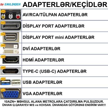 Masaüstü kompüterlər və iş stansiyaları: Adapterlər/keçidlər ünvandan götürənə endi̇ri̇m var!!! 📍ünvan: qara