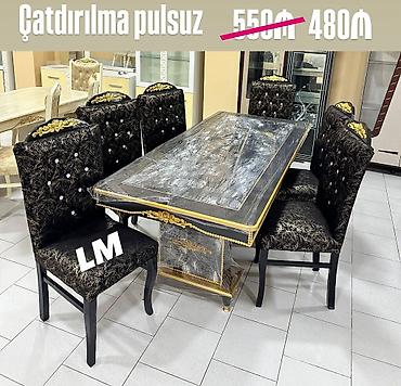 2 ci el taxt: Qonaq otağı üçün, Yeni, Açılmayan, Dördbucaq masa, 6 stul — 1