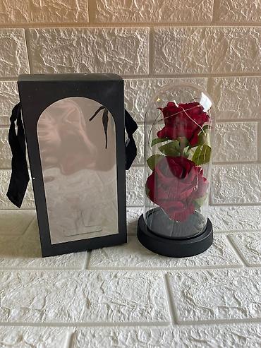 Praznična dekoracija: Večna ruža u staklenom zvonu sa led lampicom 🌹✨ čarobna ruža u — 12