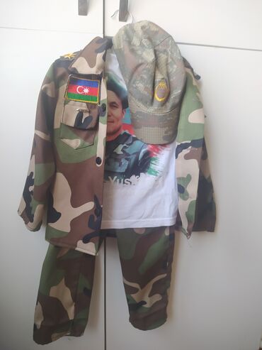 uşaq ucun əsgər paltarı: Uşaq hərbi temalı geyim dəsti - Dəst: kamuflyaj şalvar, kamuflyaj