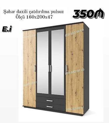 Güzgülü dolab – müasir dizayn, 3 qapılı, 2 alt çekmecə. Ölçü