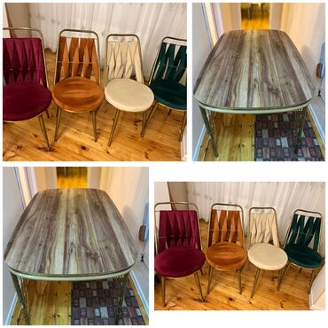 metbex stol stul islenmis: Mətbəx üçün, İşlənmiş, Kvadrat masa, 4 stul