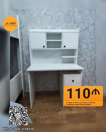 tek carpayilar: Ağ rəngli funksional yazı masası və üst modul. - Üst hissə: iki