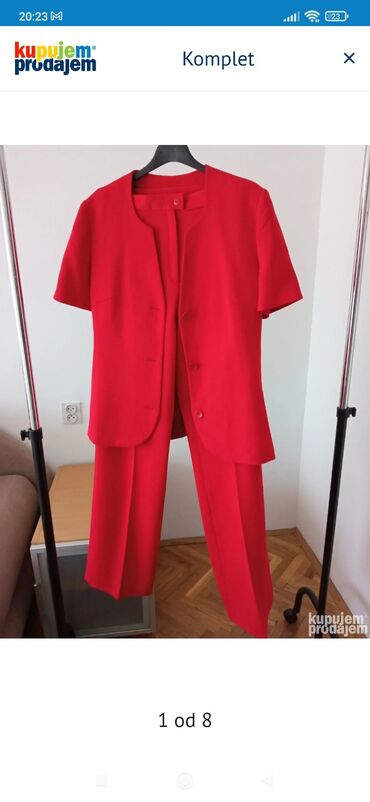 komplet suknja i top: L (EU 40), Jednobojni, bоја - Crvena