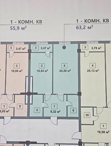 1 комната, 63 м², Восток-5 мкр Элитка, 12 этаж, ПСО (под самоотделку)