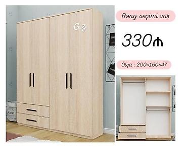 tebii guller: Dörd qapılı paltar şkafı – təbii ağac fakturalı, minimalist dizayn. - — 1