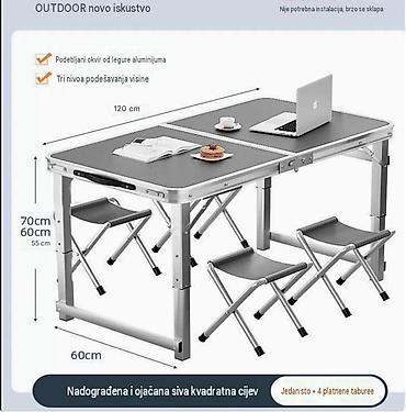 ruckice za namestaj: Sklopivi aluminijumski kamp sto sa 4 platnene taburee - Dimenzije — 1