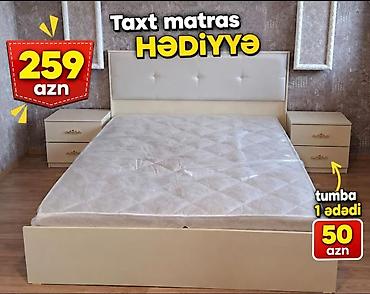 tum: Yataq dəsti – krem rəngli taxt və yumşaq başlıqla. - Ölçü: iki — 1
