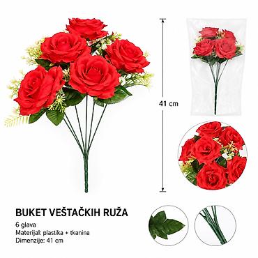 KMT 6 ciklama 711056 Dekorativni buket veštačkih ruža sa 6 glava –