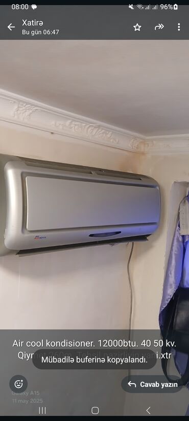 kondisioner qurasdirilmasi qiymeti: Kondisioner Aircool, 40-45 kv. m, Split sistem, Kredit yoxdur