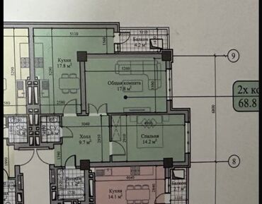 квартира в районе политеха: 2 комнаты, 69 м², Элитка, 13 этаж, ПСО (под самоотделку)