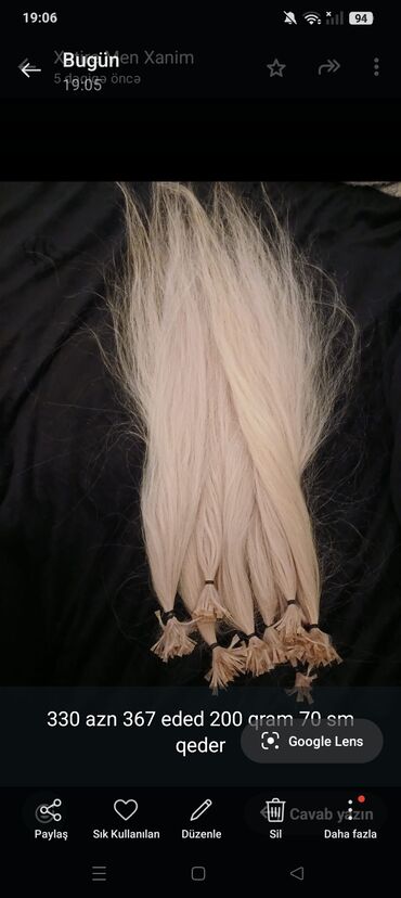 Təbii saçlar, pariklər: Sac satilir. tebii. uzunluq 70 sm wekildeki kimidi. qivirciq — 3