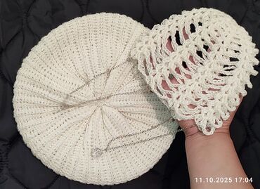 Шапки: Шапка, Беретка, Хлопок, Осень-весна, Вязаная модель — 4