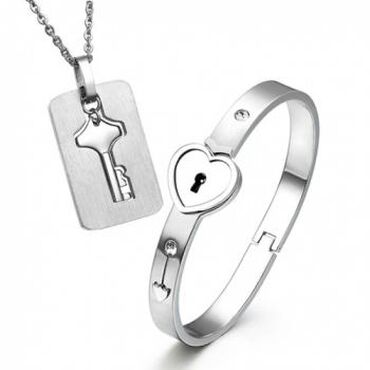 мужской браслет: Романтичный комплект для влюбленной пары: Браслет Замок с ключом Мы