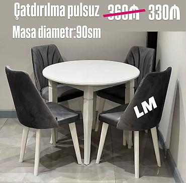 kreditle stol stul: Dairəvi yemək masası və 4 ədəd stul dəsti - Masa diametri: 90 sm - — 1