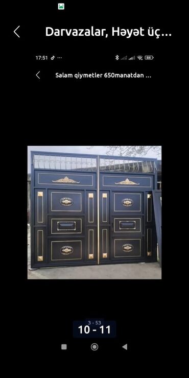 Həyət darvazaları: Dəmir Həyət darvazası, Yana açılan, Mexaniki, Qapı ilə, rəng - Qara — 9