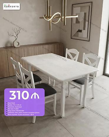 Masa dəsti – modern klassik üslub - Tərkib: Masa + 4 ədəd stul -