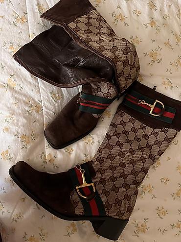 sapogi: Сапоги, Gucci, Размер: 37, цвет - Коричневый, Новый — 1