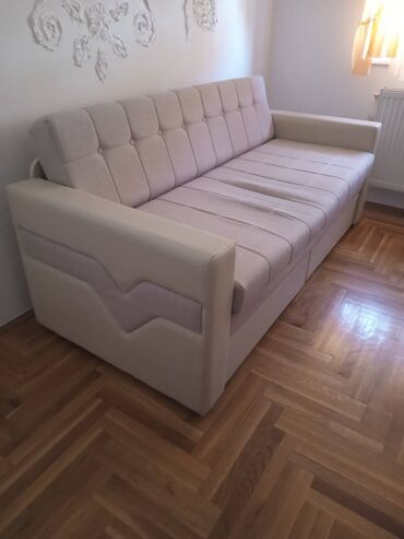 krevet i kauč: Three-seat sofas, Textile, color - Beige, Used