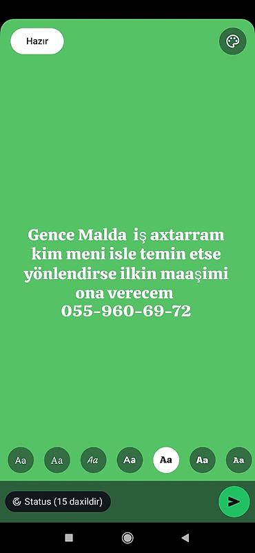 dayə axtariram: Xidmət: İşə yönləndirmə axtaran namizəd Təsvir: - Gəncə və Malda — 1