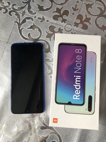 4 сим: Xiaomi, Redmi Note 8, Б/у, 128 ГБ, цвет - Синий, 2 SIM