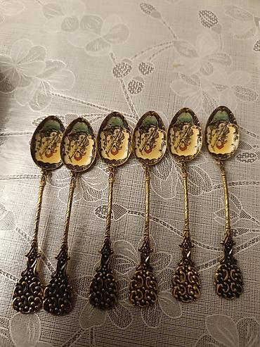 Dekorativ qizil çay qaşıqları dəsti – 6 ədəd - Material: metal
