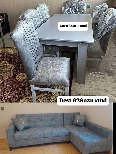 Yemək otağı və qonaq otağı üçün mebel dəsti - Yemək masası + 6 ədəd