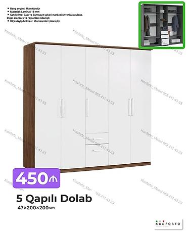 Mebel: 5 qapılı dolab – 47×200×200 sm - Material: 18 mm laminat - Rəng — 1