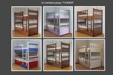 İkimərtəbəli uşaq çarpayıları: Oğlan və qız üçün, Yeni, Çarpayı, Matras ilə, Siyirməli, Taxta — 2