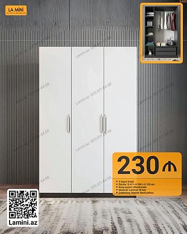 Ev və bağ: 3 qapılı paltar dolabı - Ölçülər: dərinlik 47 sm × hündürlük 200 sm × — 1