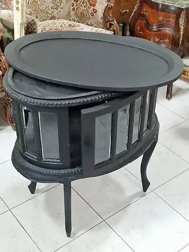 klub sto jisk: Stilska komoda / mini bar sa posuzavnikom (grafit crna) Odlicno — 3