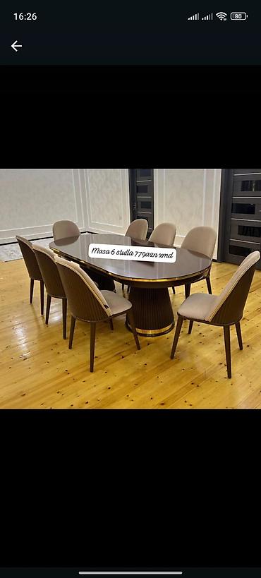 embawood stullar: Qonaq otağı üçün, Yeni, Oval masa, 6 stul — 1