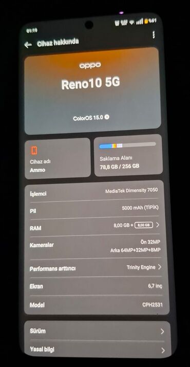 telefon qiymetleri samsung: Oppo Reno10, 256 GB, Sensor, Barmaq izi, Simsiz şarj